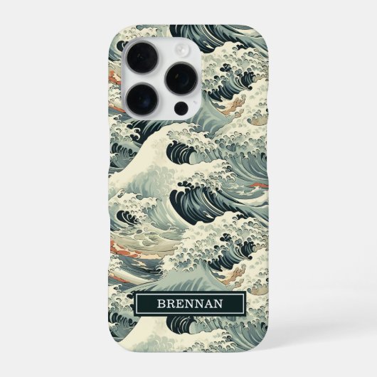 Japanese Wave Pattern Monogrammed iPhone Hoesje (Achterkant)