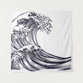 JAPANESE WAVE Tapestry Wandkleed