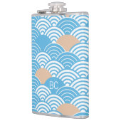 Japanese Waves Pattern Light Blue Beige Monograms Heupfles (Links)