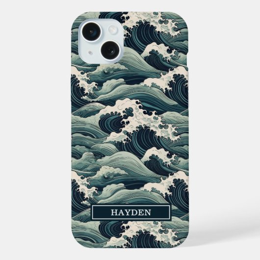 Japanese Waves Print Monogrammed (Verso)