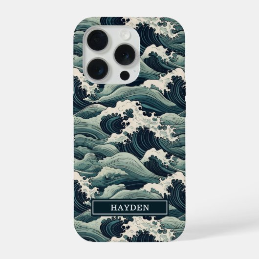 Japanese Waves Print Monogrammed (Verso)