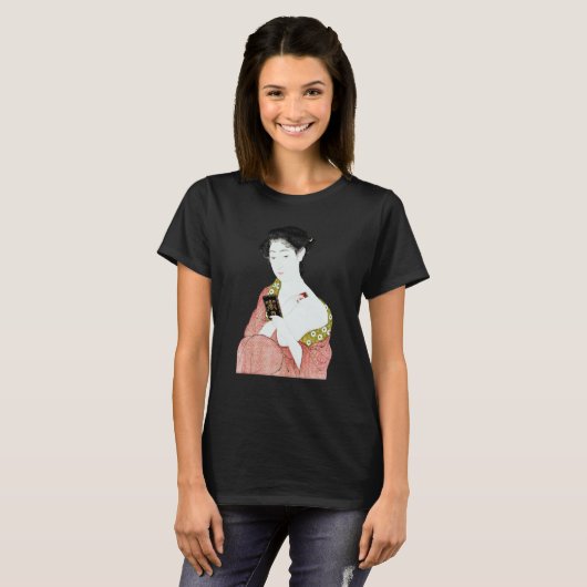 Japanese Woman Geisha Shin hanga Ukiyo e Japanese T-shirt (Voorkant volledig)