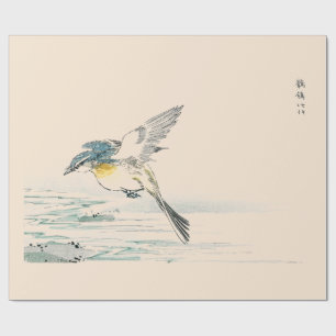JAPANESE WOODBLOCK BIRD-AFDRUKKELIJK PEACH-verloop Cadeaupapier