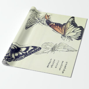 JAPANESE WOODBLOCK PRINT BUTTERFLY Wrapping Paper Cadeaupapier