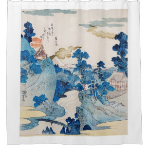 JAPANESE WOODBLOCK PRINT LANDSCAPE Shower Curtain Douchegordijn