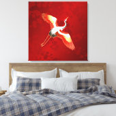 Japanner Crane Red Cherry Blossom Canvas Afdruk (Insitu (Slaapkamer))