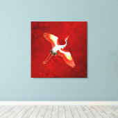 Japanner Crane Red Cherry Blossom Canvas Afdruk (Insitu (Houten vloer))
