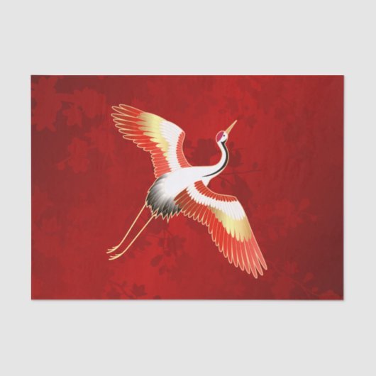 Japanner Crane Red Cherry Blossom Tissuepapier (Voorkant)