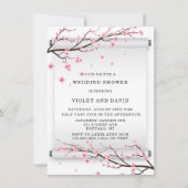 Japanner met rolCherry Blossom Tree Wedding Shower Kaart (Voorkant)