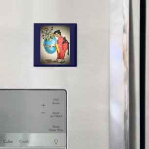  Japanners, eiervaas met bloemen, ZSSG Magneet