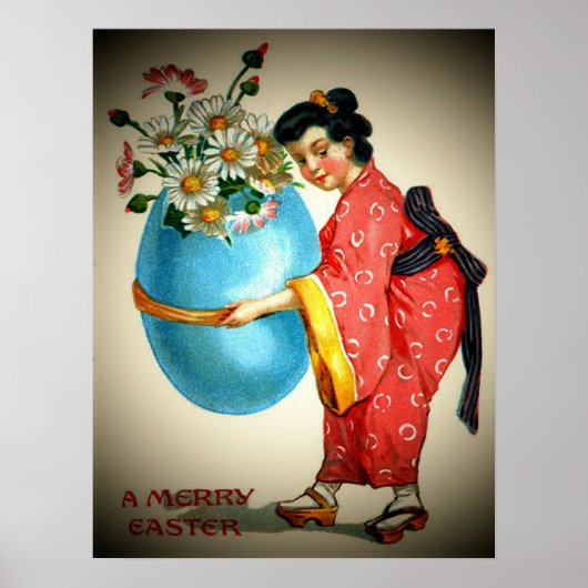  Japanners, eiervaas met bloemen, ZSSG Poster (Voorkant)
