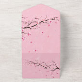 Japanners met scrollCherry Blossom Wedding All In One Uitnodiging (Buitenkant)