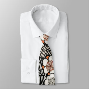  Japans afdrukken in rood, zwart en wit Stropdas