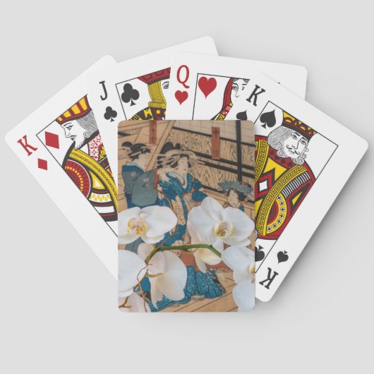 Japans afdrukken met orchidee spelkaarten speelkaarten (Achterkant)