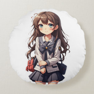 Japans anime school meisje rond kussen
