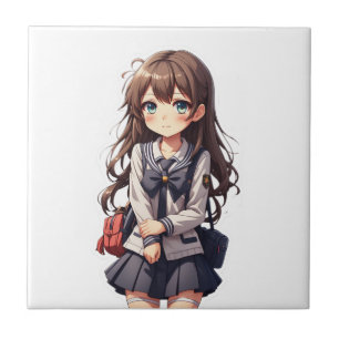 Japans anime school meisje tegeltje