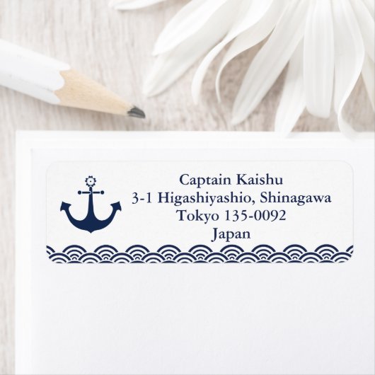 Japans anker en golven keren het adresetiket terug etiket (Insitu)