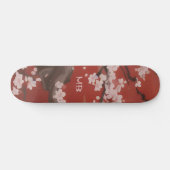 Japans Artstyle White Cherry Blossom Red Skateboard (Horizontaal)