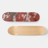 Japans Artstyle White Cherry Blossom Red Skateboard (Horizontaal)