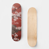 Japans Artstyle White Cherry Blossom Red Skateboard (Voorkant)