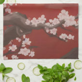 Japans Artstyle White Cherry Blossom Red Theedoek (Gevouwen)