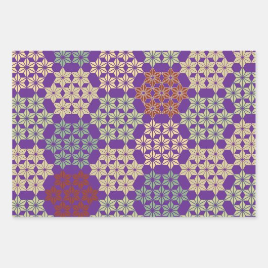 Japans Asanoha Mix Patroon Inpakpapier Vel (Voorkant 3)