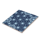 Japans Asanoha of Star Pattern, indigo blauw Tegeltje (Zijkant)