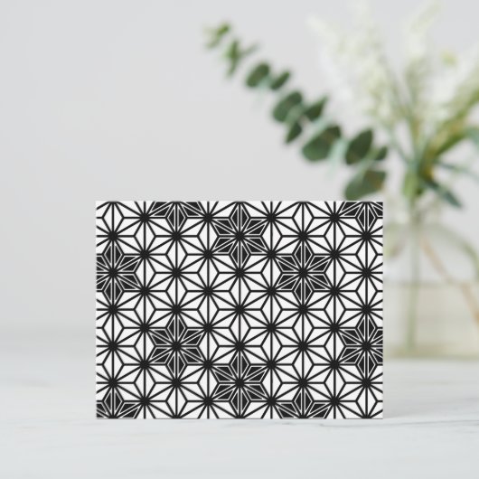 Japans Asanoha of Star Pattern, wit en zwart Briefkaart (Staand voorkant)