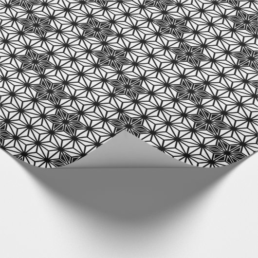 Japans Asanoha of Star Pattern, wit en zwart Cadeaupapier (Hoek)