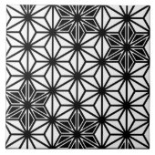 Japans Asanoha of Star Pattern, wit en zwart Tegeltje (Voorkant)
