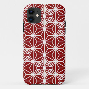 Japans Asanoha-patroon - donkerrood iPhone 11 Hoesje
