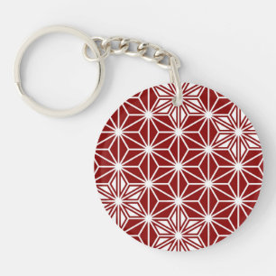 Japans Asanoha-patroon - donkerrood Sleutelhanger