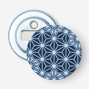 Japans Asanoha-patroon - Indigo Blue Button Flesopener