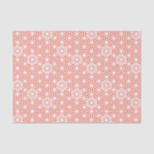 Japans Asanoha-patroon - koraalroze Tissuepapier (Voorkant)