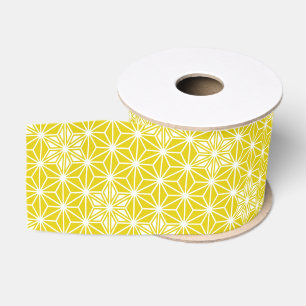 Japans Asanoha-patroon - mosterd goud en wit Grosgrain Lint
