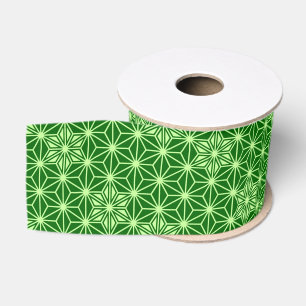 Japans Asanoha-patroon, smaragd en limoengroen Grosgrain Lint