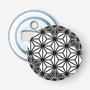 Japans Asanoha-patroon - wit en zwart Button Flesopener