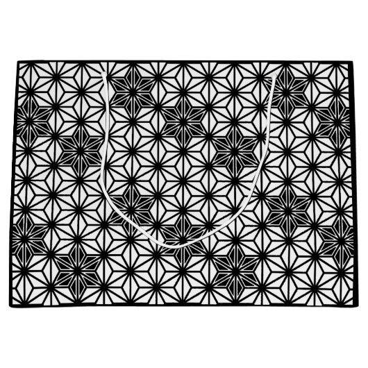 Japans Asanoha-patroon - wit en zwart Groot Cadeauzakje (Voorkant)