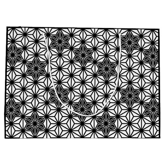 Japans Asanoha-patroon - wit en zwart Groot Cadeauzakje (Achterkant)