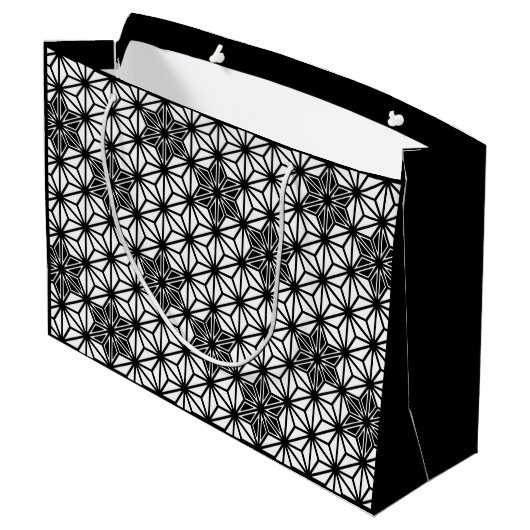 Japans Asanoha-patroon - wit en zwart Groot Cadeauzakje (Achterkant Gekanteld)