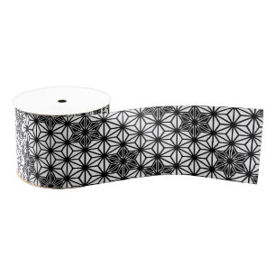 Japans Asanoha-patroon - wit en zwart Grosgrain Lint