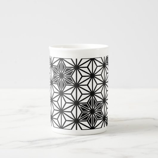 Japans Asanoha-patroon - wit en zwart Porselein Kop (Voorkant)