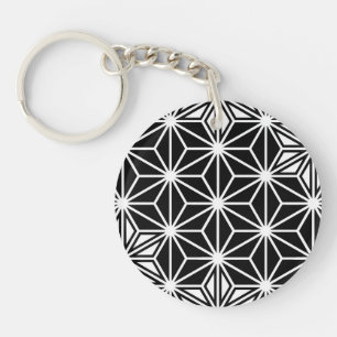 Japans Asanoha patroon - zwart en wit Sleutelhanger