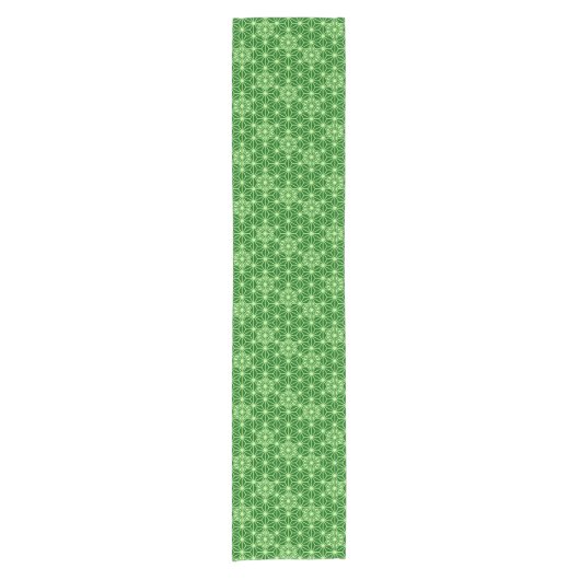 Japans Asanoha Pattern, Emerald and Lime Green Korte Tafelloper (Voorkant)