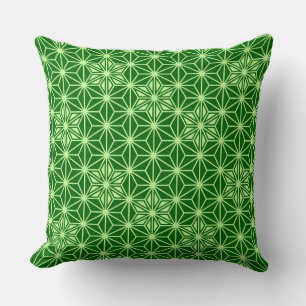 Japans Asanoha Pattern, Emerald and Lime Green Kussen