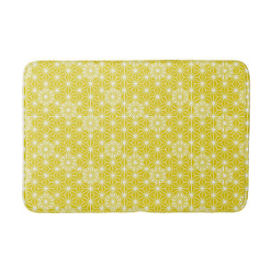 Japans Asanoha Pattern, Mustard Gold & White Badmat