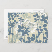 Japans Aziatisch Blauw Blad Bloem Briefkaart (Voorkant / Achterkant)