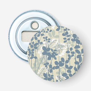 Japans Aziatisch Blauw Blad Bloem Button Flesopener