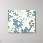 Japans Aziatisch Blauw Blad Bloem Canvas Afdruk (Voorkant)
