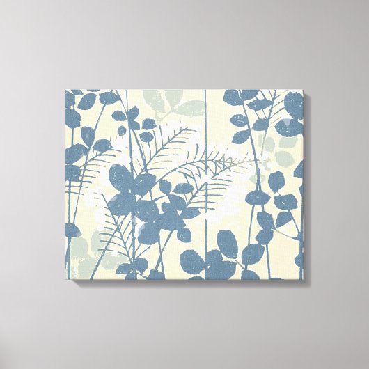 Japans Aziatisch Blauw Blad Bloem Canvas Afdruk (Voorkant)